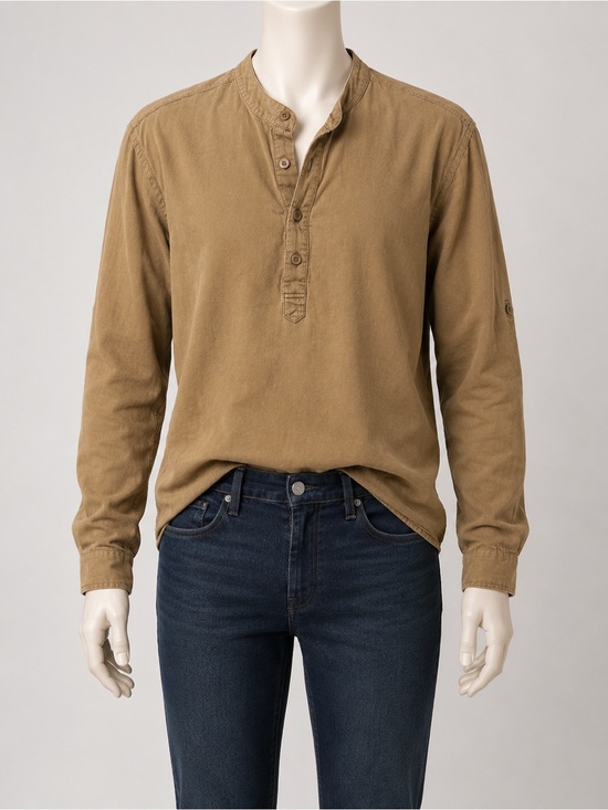 Coofandy Other - CooFandy Men’s Tan Band Collar Casual Shirt Minimalist Style